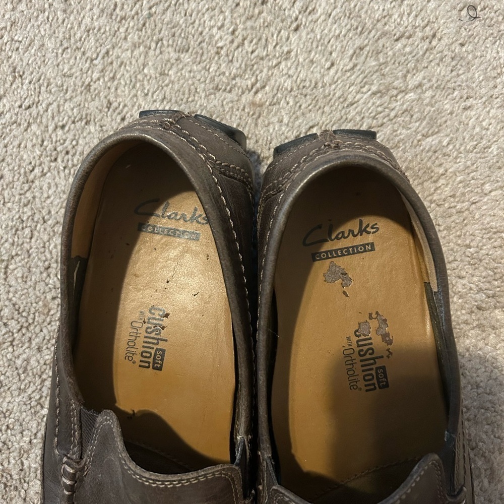 Clarks Ashmont Race Men's Brown Leather Slip On Driving Loafers Size 10 - Picture 3 of 6